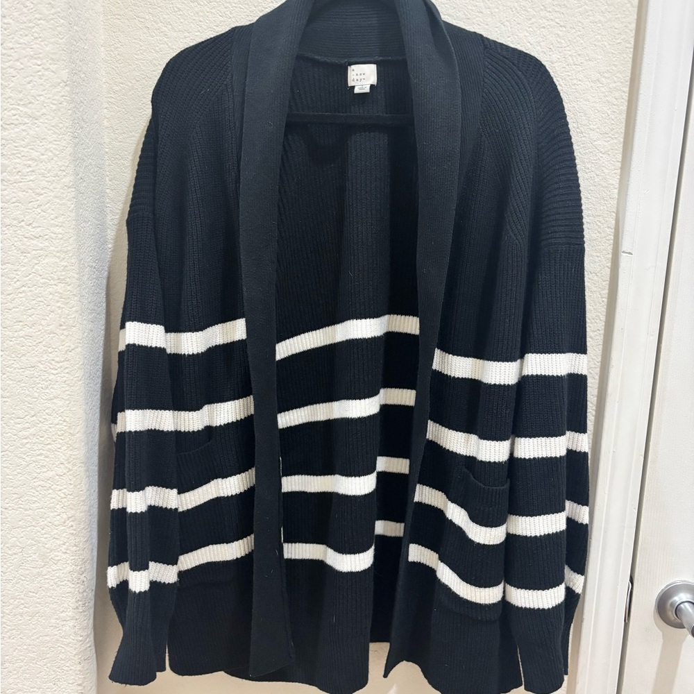 A New Day Black and White Stripped Knit Sweater